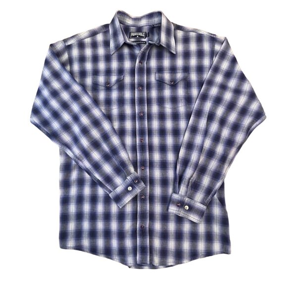 Panhandle Slim Cobalt Blue Plaid Youth Western Shirt XL / 18 100% Cotton - Picture 3 of 7